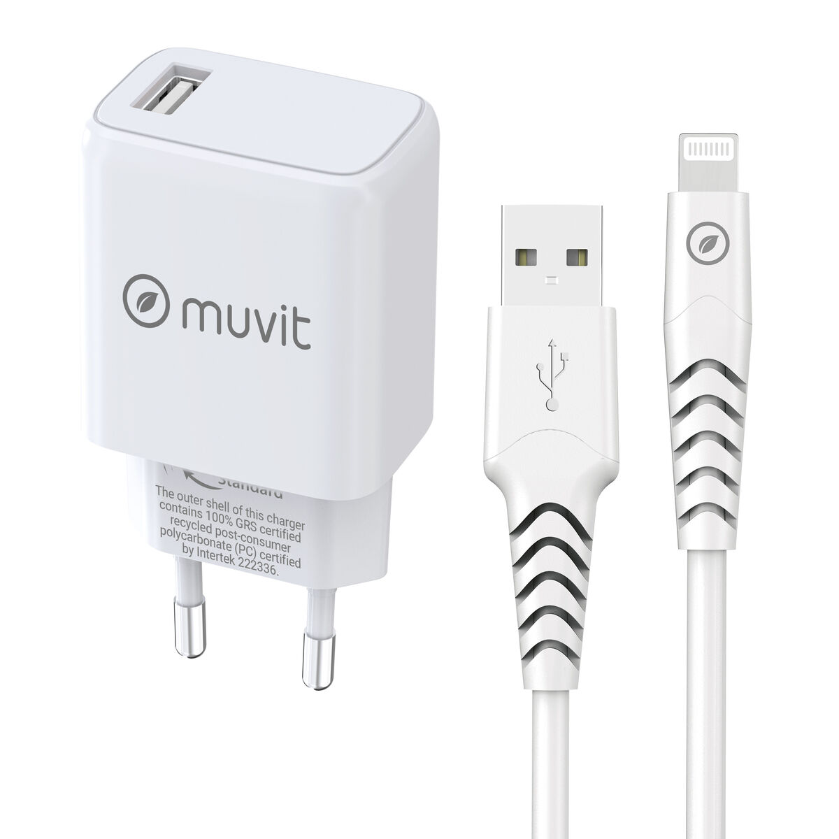 Väggladdare + USB A till USB-C Kabel Muvit for Change SN-TC170DS1E150A + DC-006 Vit 12 W