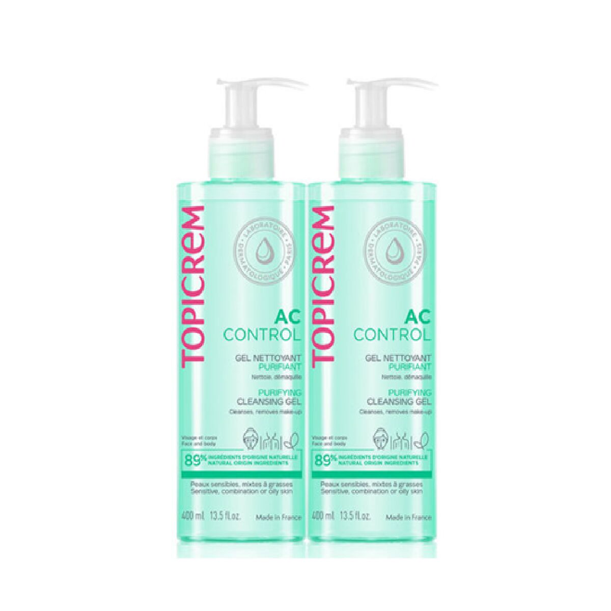 Ansiktsrengöring Topicrem AC Control 2 x 400 ml