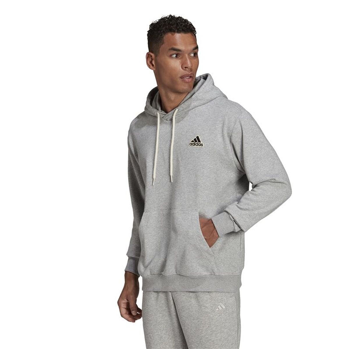 Tröja med huva Herr Adidas Essentials Feelcomfy M Ljusgrå - 2