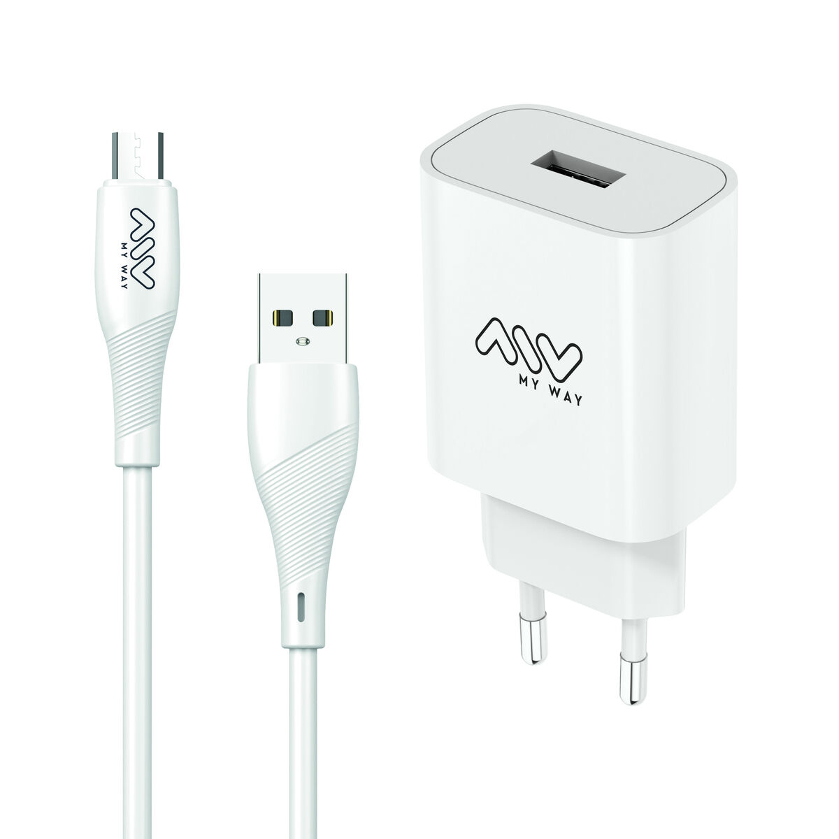 Väggladdare + USB A till USB-C Kabel Myway Vit 12 W