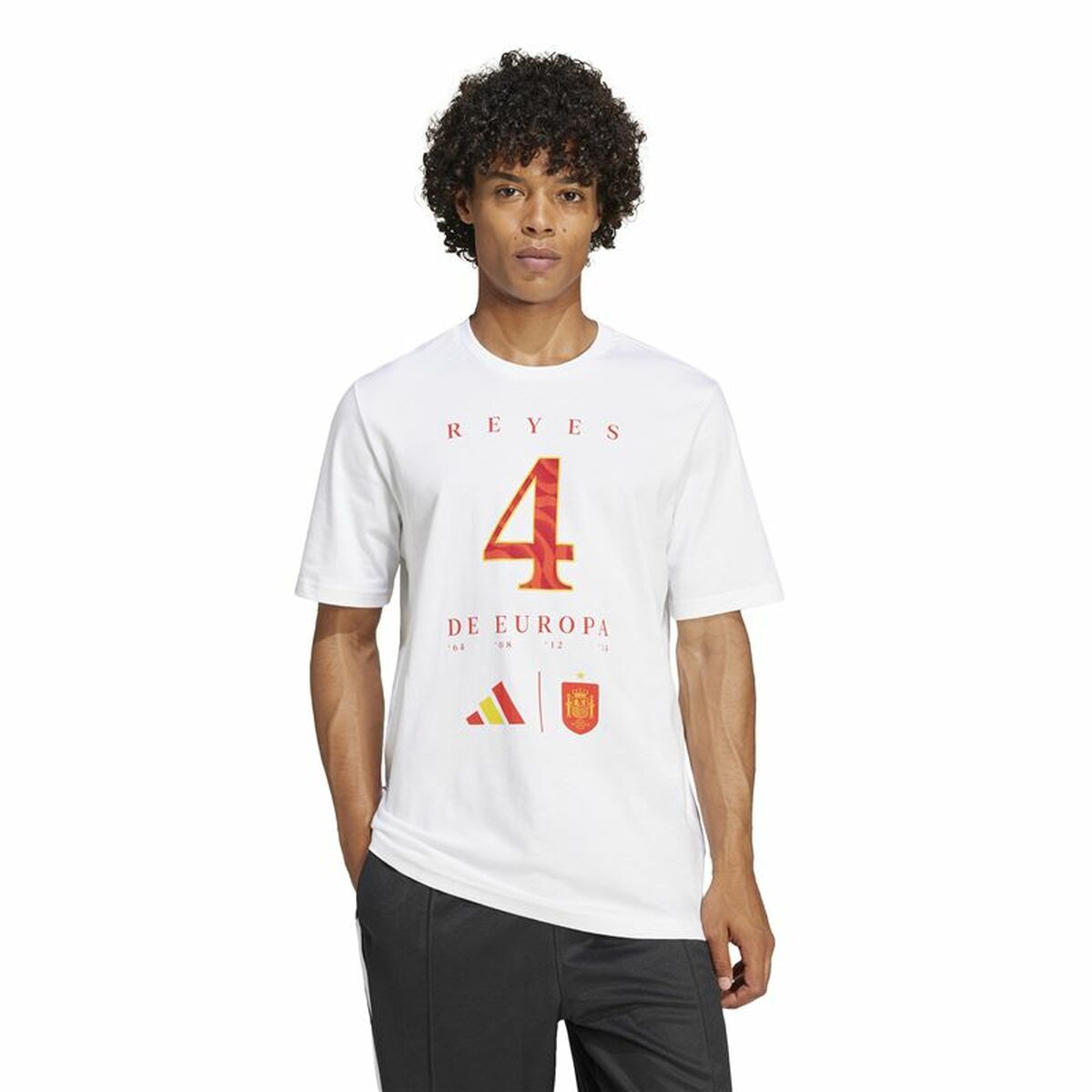 T-shirt med kortärm Herr Adidas España Campeones de Europa Vit
