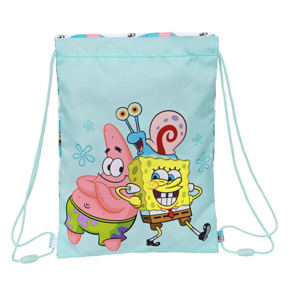 Skopåse med remmar Spongebob Stay positive Blå Vit 26 x 34 x 1 cm
