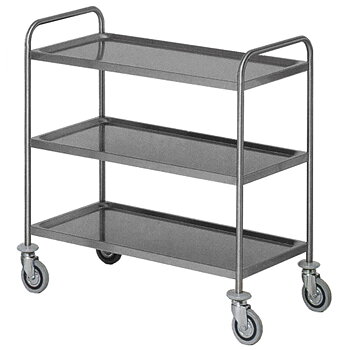 Vagn i rostfritt stål med 3 nivåer 800x500 mm
