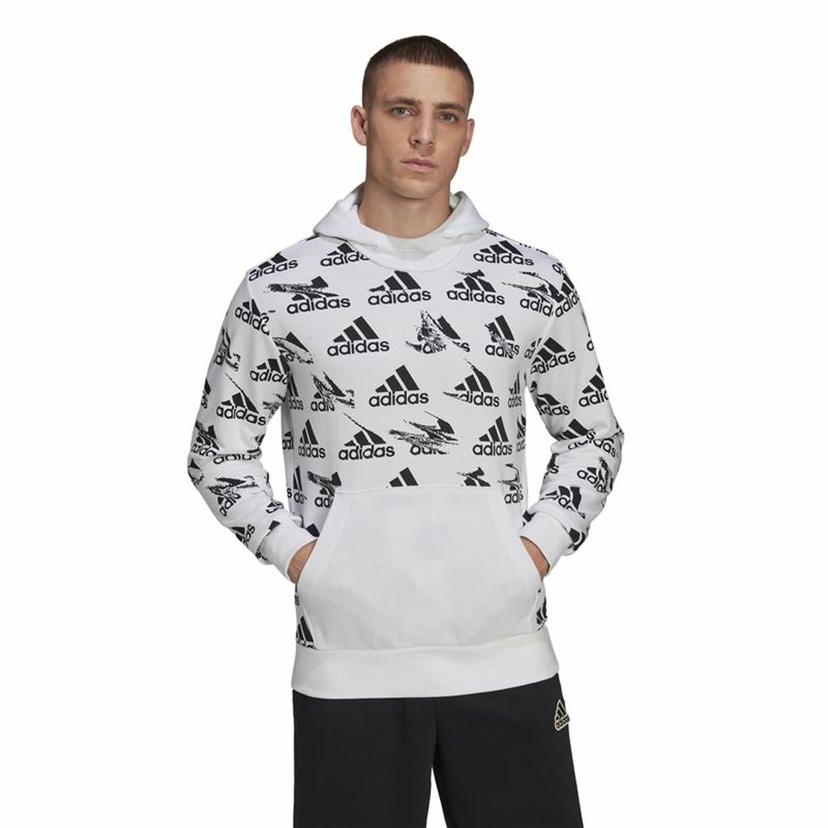Tröja med huva Herr Adidas Essentials Brandlove Vit - 2