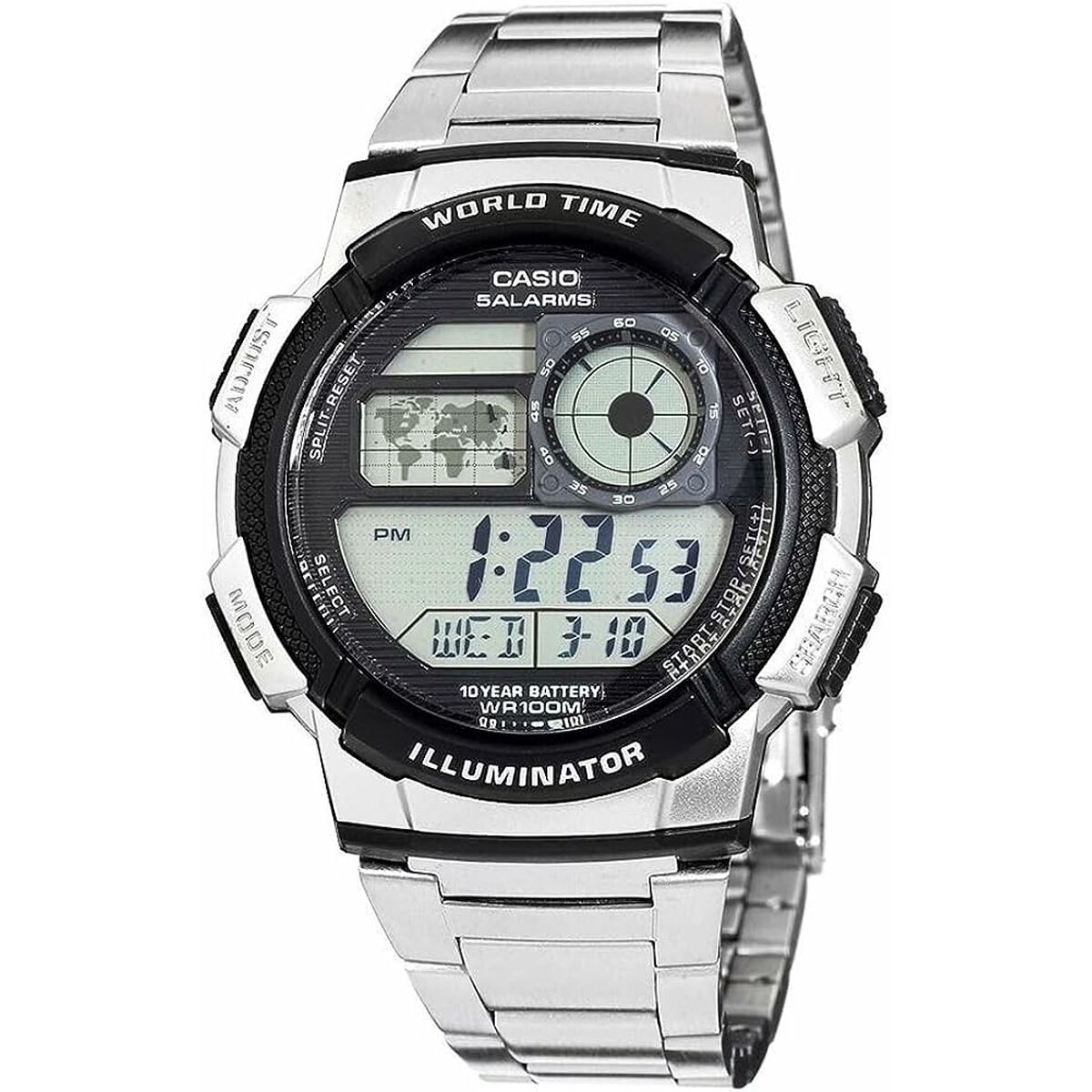 Herrklocka Casio AE-1000WD-1AVEF Digital Akryl Svart Grå Silvrig (Ø 45 mm)