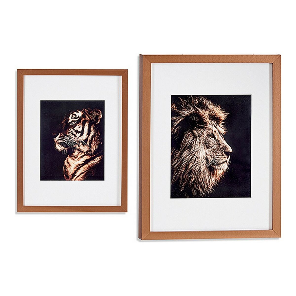 Tavla Gift Decor Brons Glas spånskiva Tiger Lejonet 33 x 3 x 43 cm 33 x 43 x 3 cm