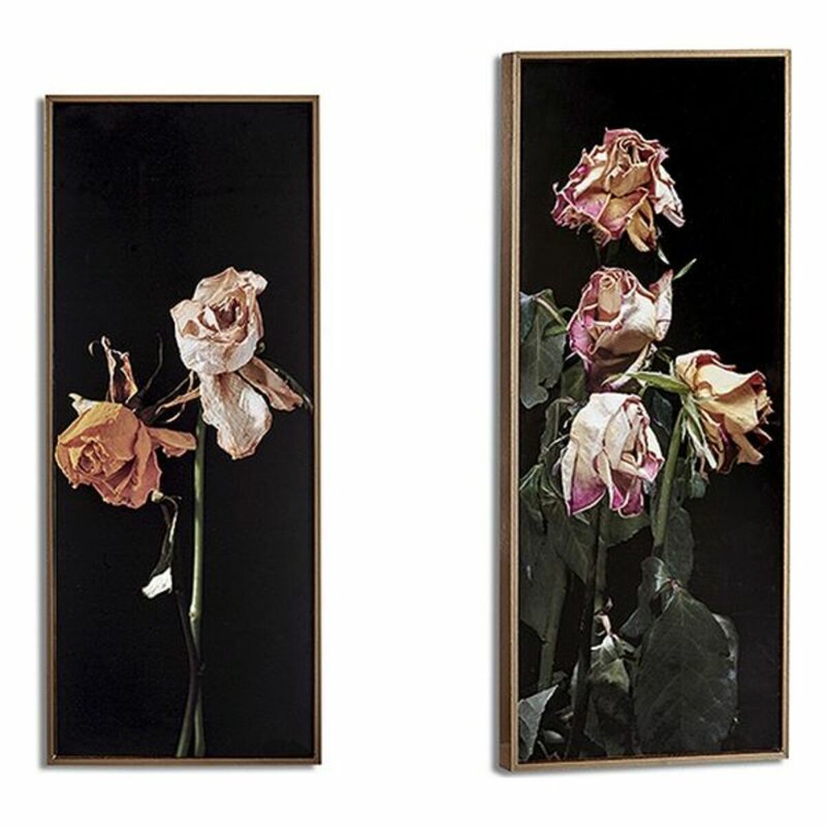 Tavla Gift Decor Svart Guld Gyllene spånskiva Virágok 21,2 x 2 x 51,2 cm 21,2 x 51,2 x 2 cm