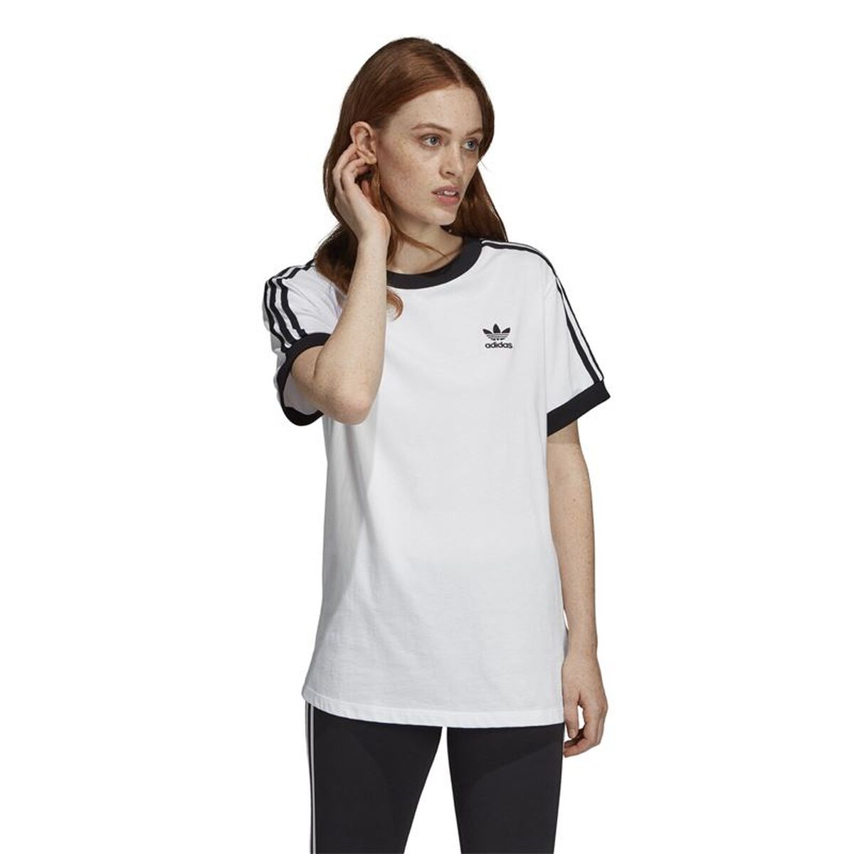 T-shirt med kortärm Dam Adidas 3 Stripes Vit - 2
