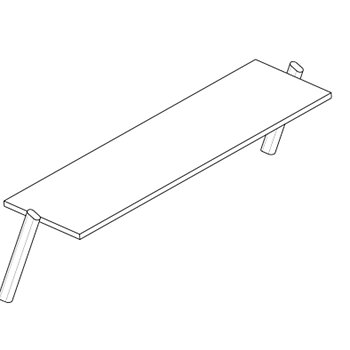 1-nivå Överskåp med rostfri hylla, l=2000 mm