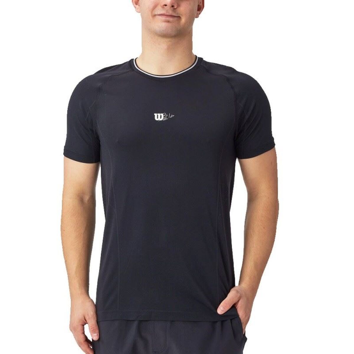 T-shirt med kortärm Herr Wilson Wilson Team Seamless Crew Svart Padel