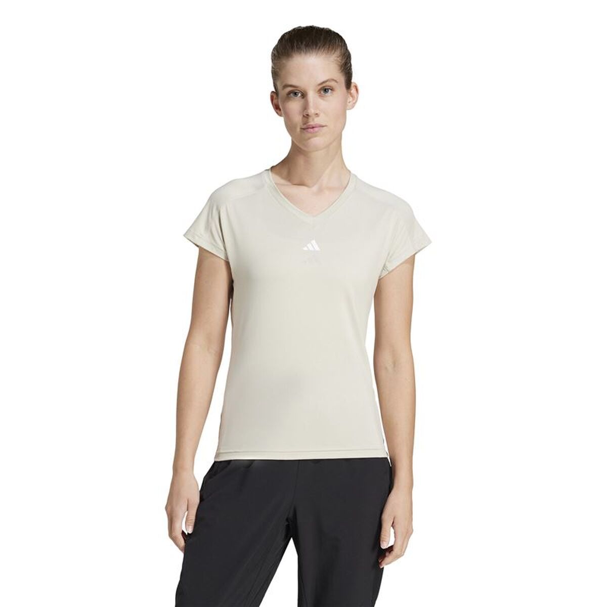 T-shirt med kortärm Dam Adidas Aeroready Minimal Beige Fitness - 2