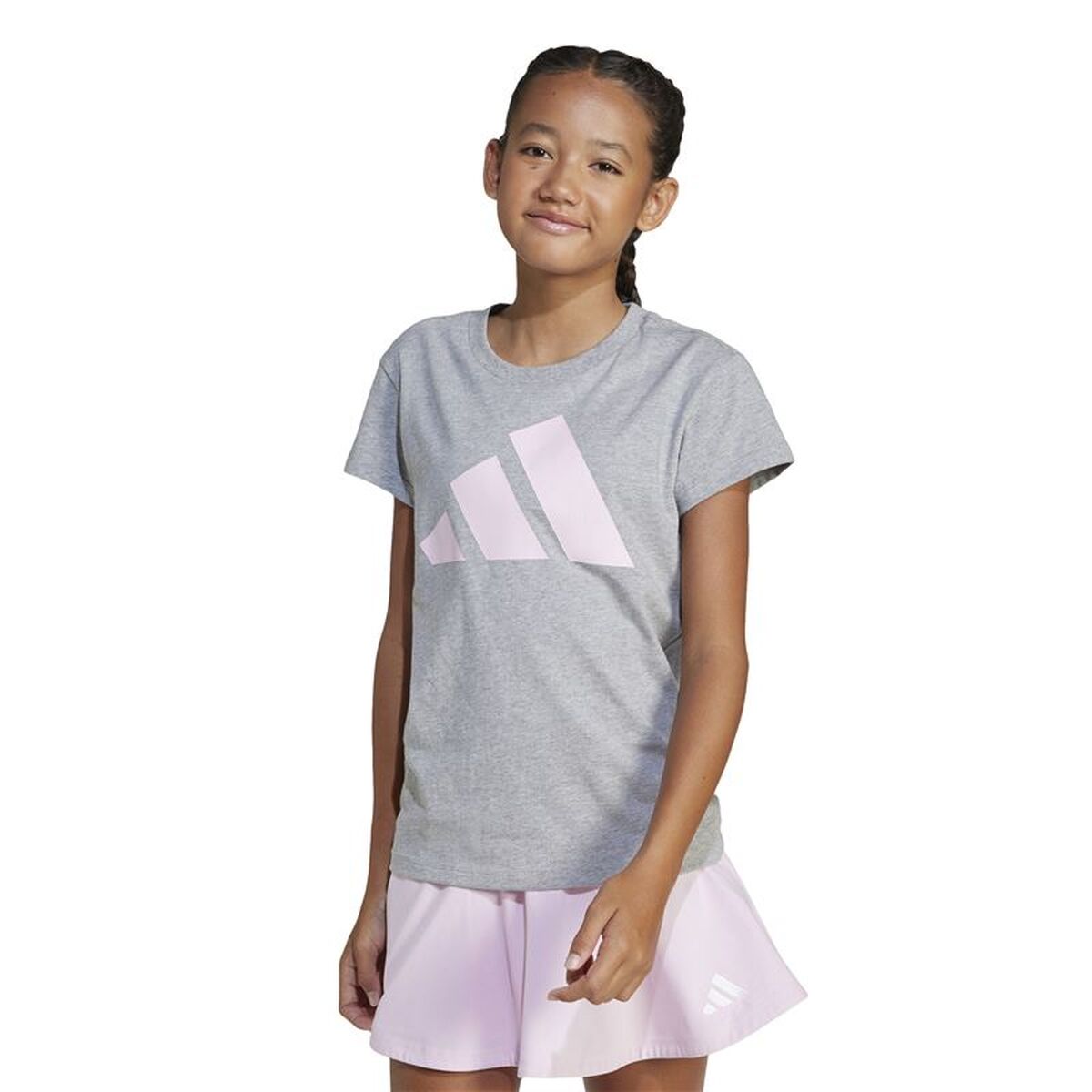 Barn T-shirt med kortärm Adidas JC9626 Ljusgrå - 2