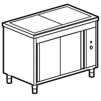 Uppvärmd övre enhet med härdat glas på värmeskåp, l 1500 mm, 4x GN 1/1