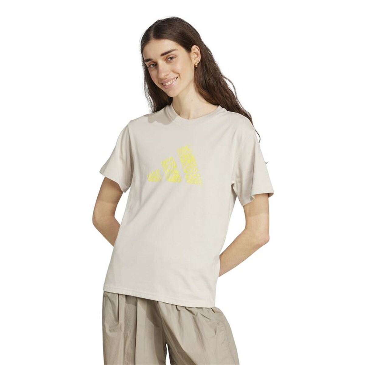 T-shirt med kortärm Dam Adidas Beige - 2