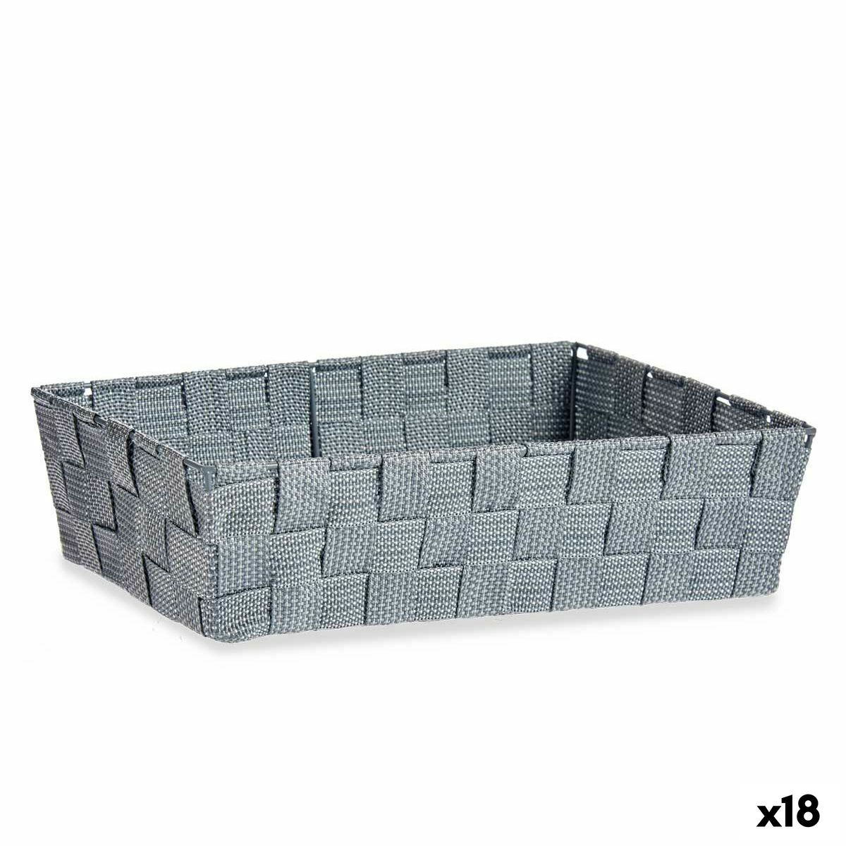 Multifunktionell korg Kipit Grå Polyester Tyg Flätning 3,8 L (18 antal)