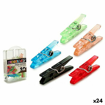 Klämmor Pincello Multicolour Plast (24 antal)