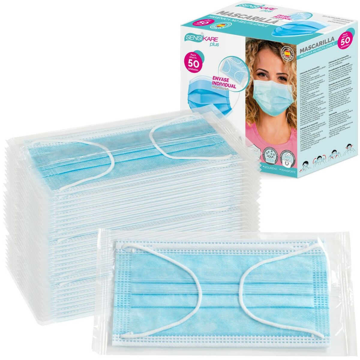 Box of hygienic masks SensiKare 50 Delar (12 antal) - 3