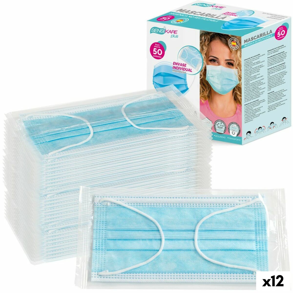 Box of hygienic masks SensiKare 50 Delar (12 antal) - 2