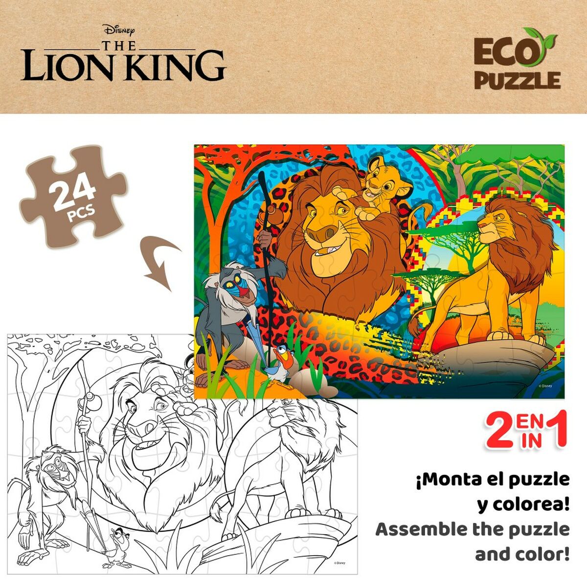 Barnpussel The Lion King Dubbelsidig 24 Delar 70 x 1,5 x 50 cm (12 antal) - 3
