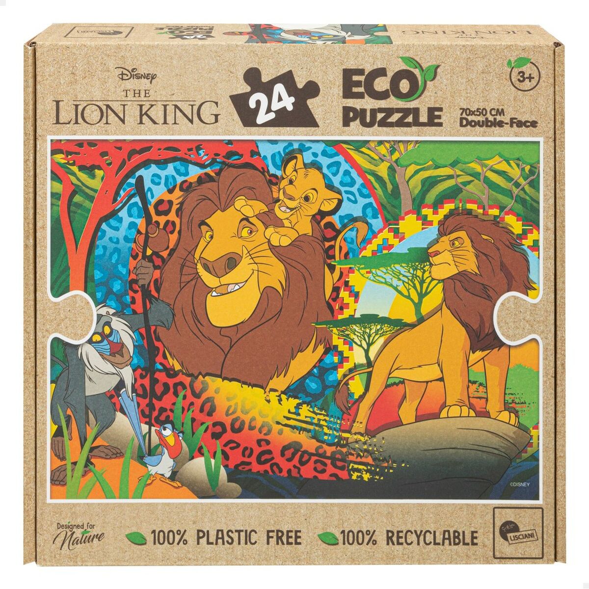 Barnpussel The Lion King Dubbelsidig 24 Delar 70 x 1,5 x 50 cm (12 antal) - 2
