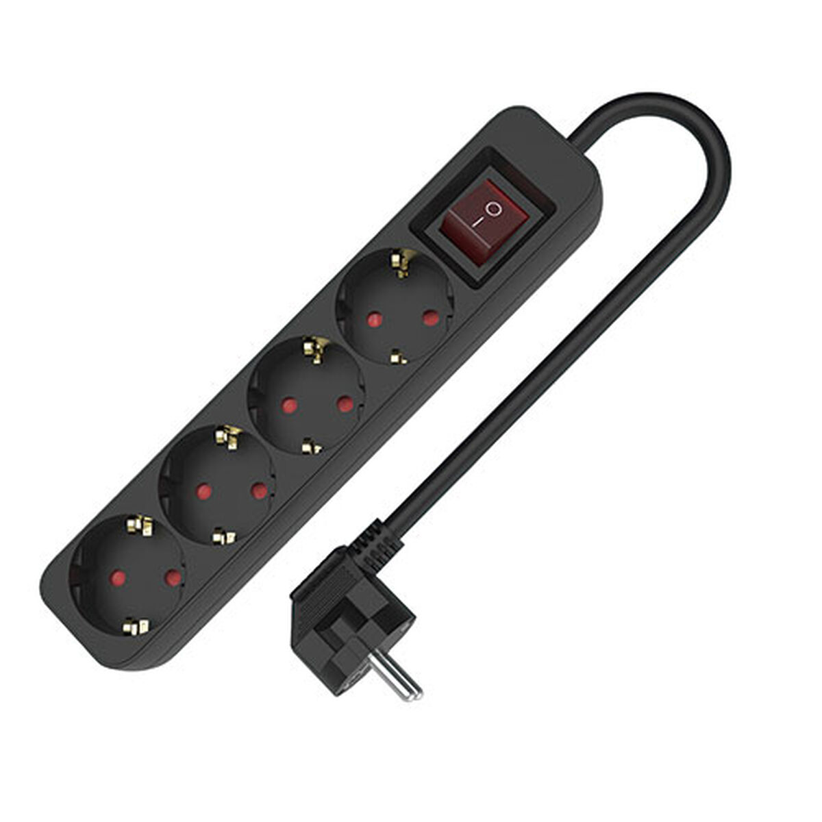 Ellist 4 Tomas-uttag med brytare TM Electron TMUAD504SBK Svart 3680 W (1,5 m)