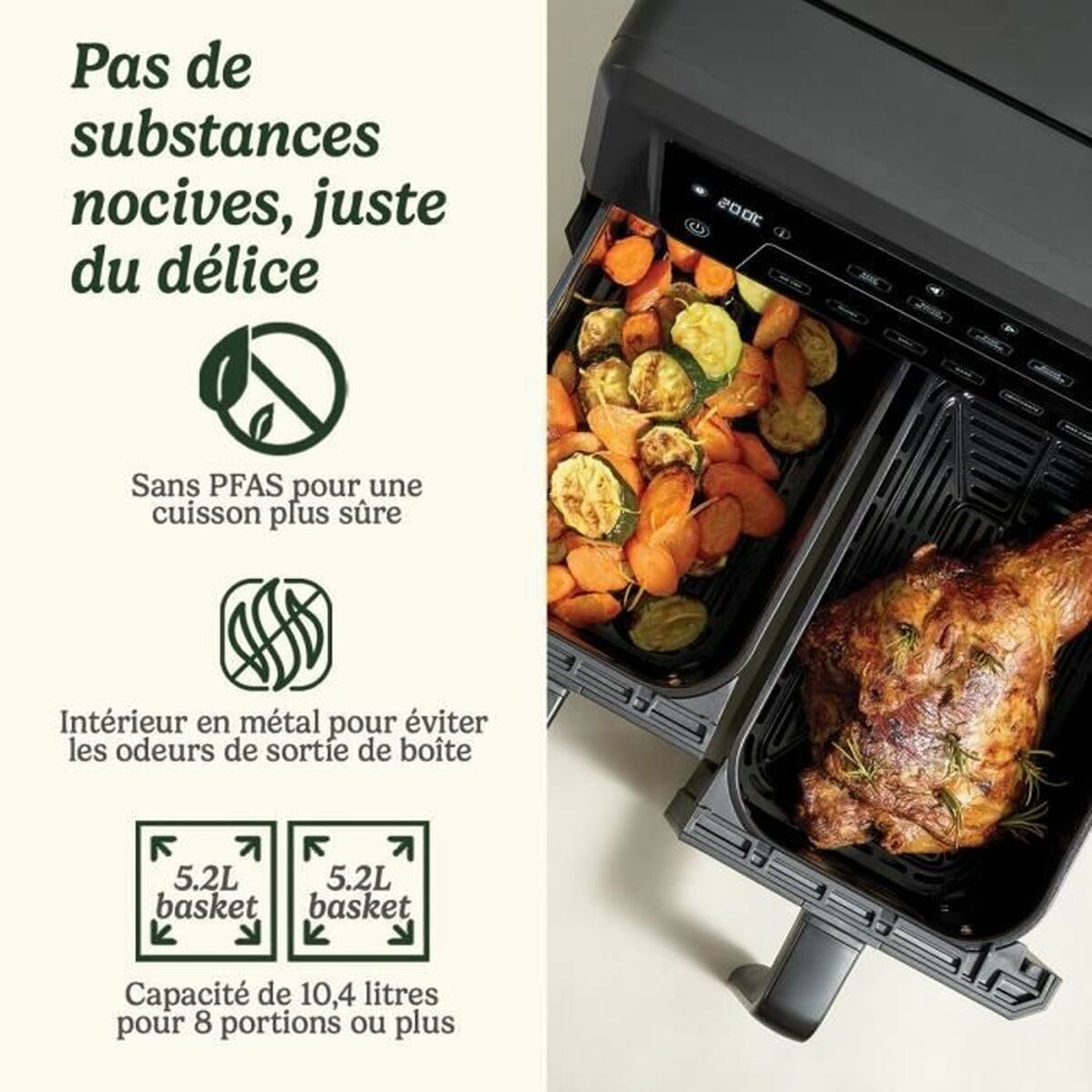 Luftfritös Cuisinart Svart 2400 W - 3