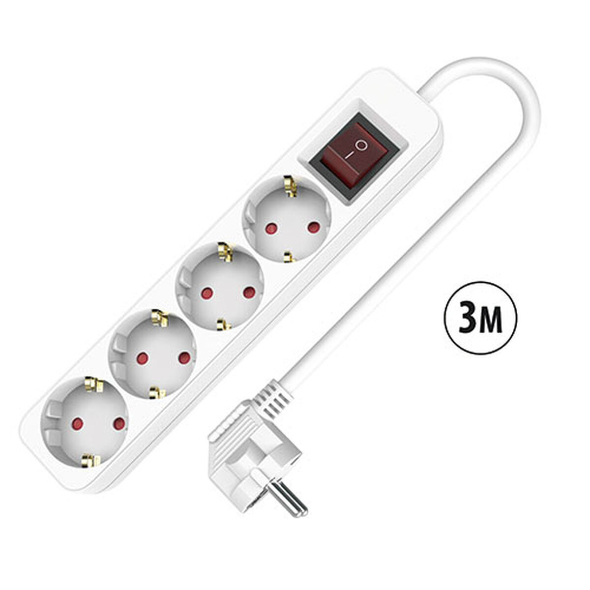 Ellist 4 Tomas-uttag med brytare TM Electron TMUAD534S Vit 3680 W (3 m)