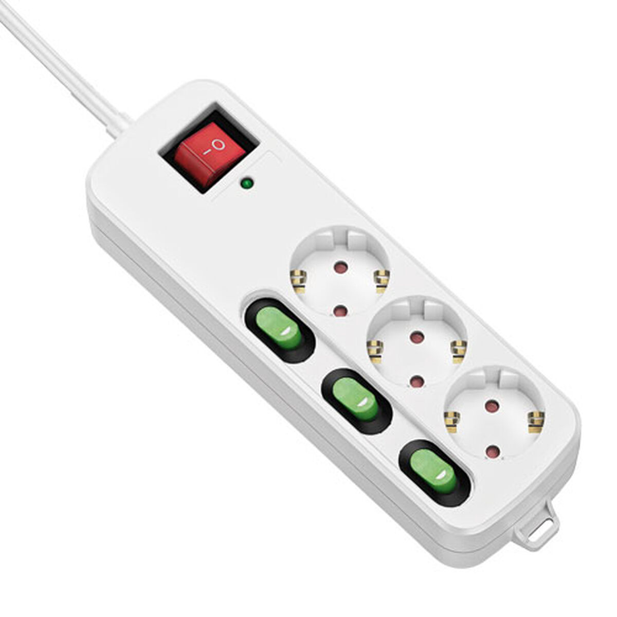 Ellist 3 Tomas-uttag utan brytare TM Electron TMUAD553 Vit 3680 W (1,5 m)