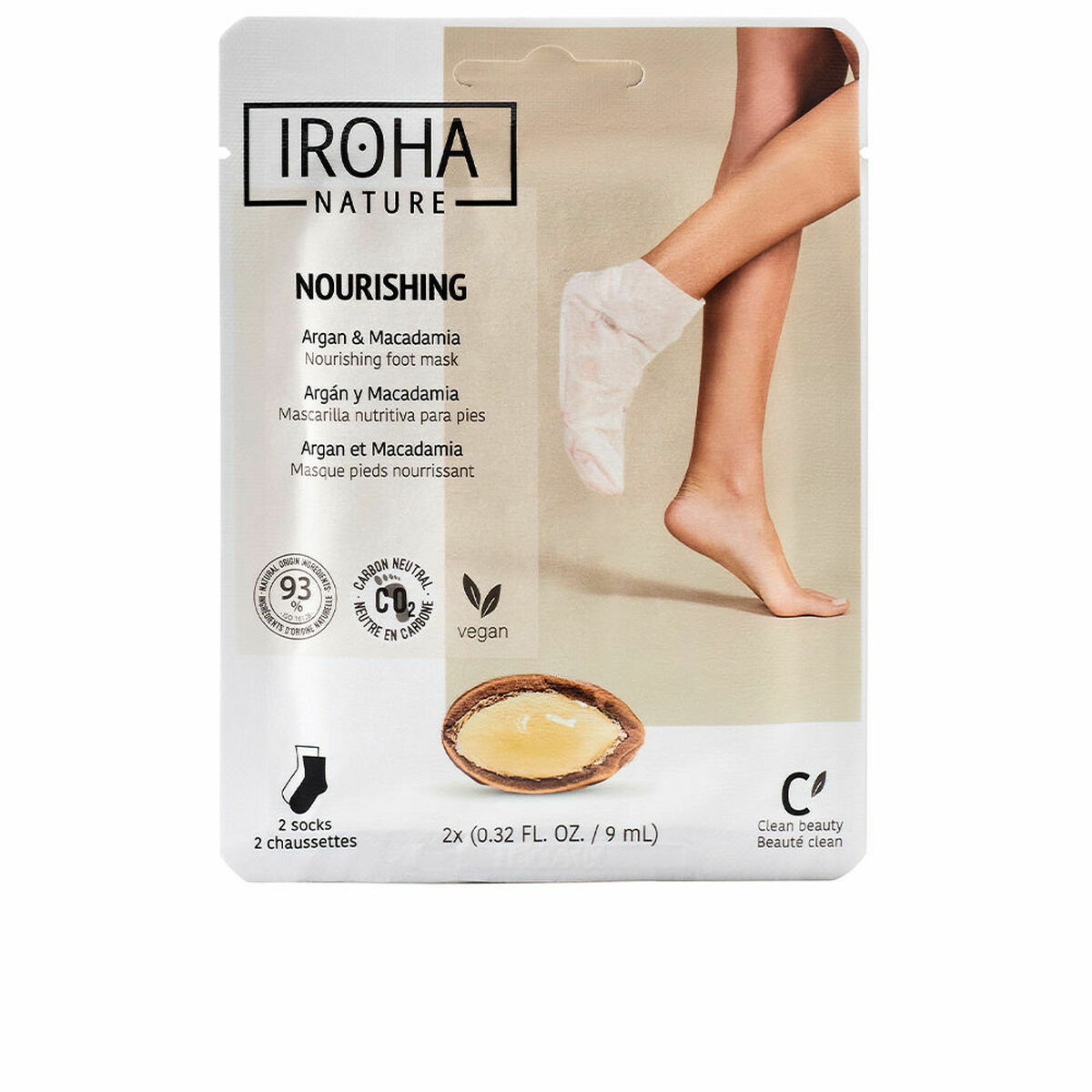 Fotmask Iroha Argan Macadamia Strumpor Macadamia-mutter Argan (1 antal)