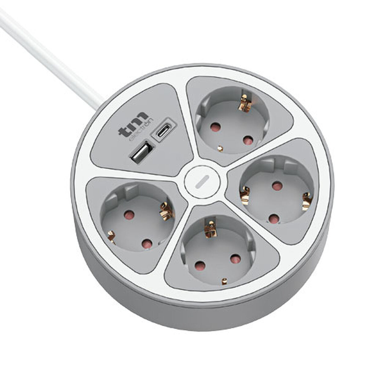 Ellist 3 Tomas-uttag med brytare TM Electron TMUAD554CB Vit Grå 3680 W 30 W (1,5 m)
