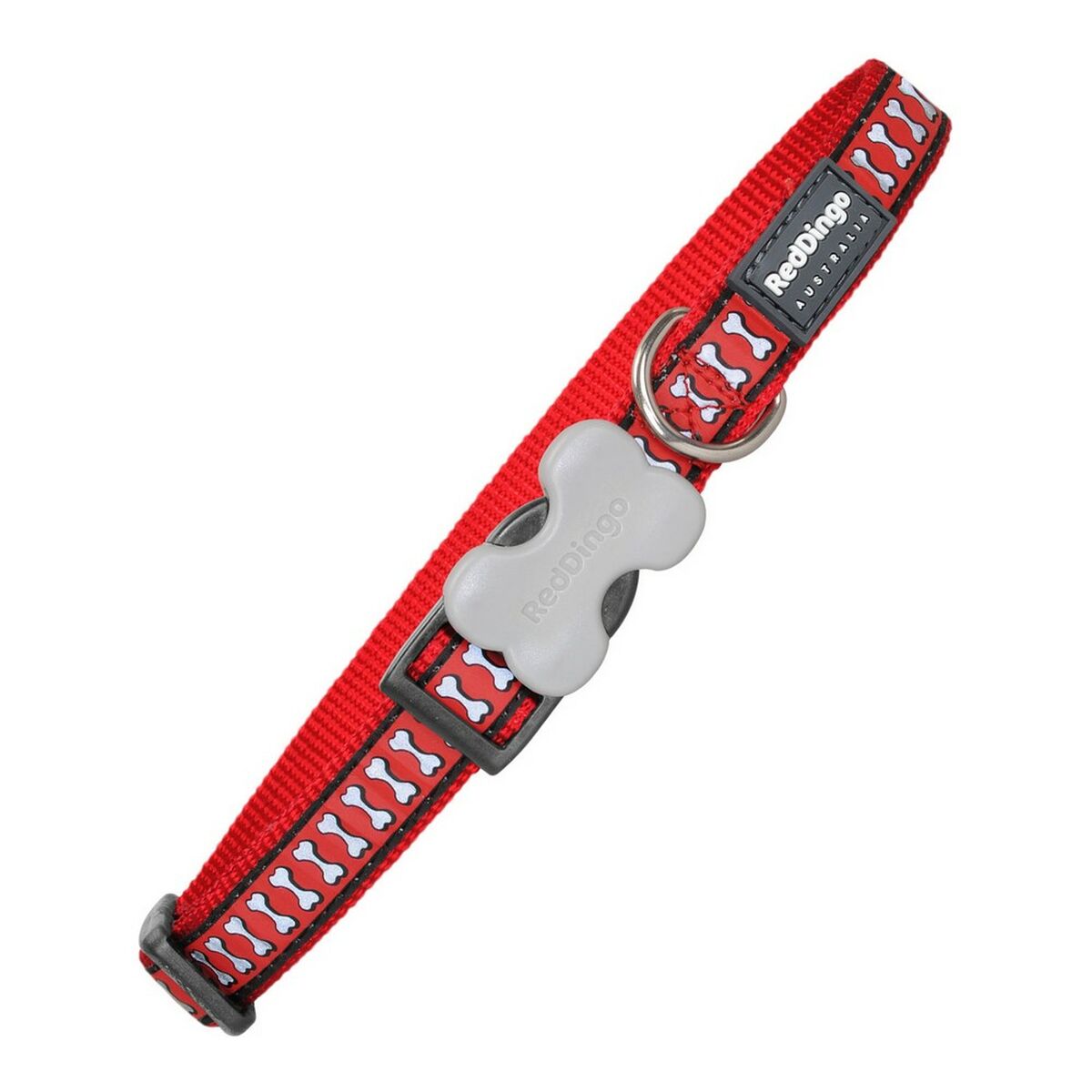 Hundhalsband Red Dingo Reflekterande Ben Röd (1,5 x 24-36 cm)