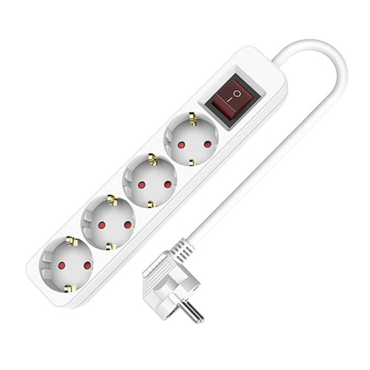 Ellist 4 Tomas-uttag utan brytare TM Electron TMUAD504S Vit 3680 W (1,5 m) (4 antal)