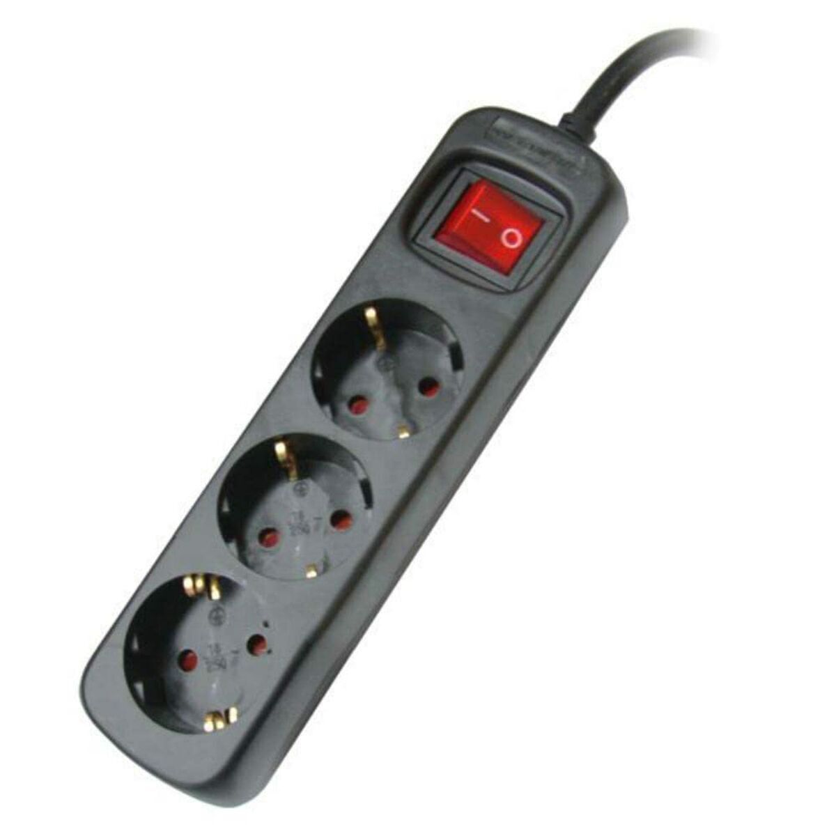 Ellist 3 Schuko-uttag med brytare Silver Electronics 9643 Svart