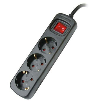 Ellist 3 Schuko-uttag med brytare Silver Electronics 9643 Svart