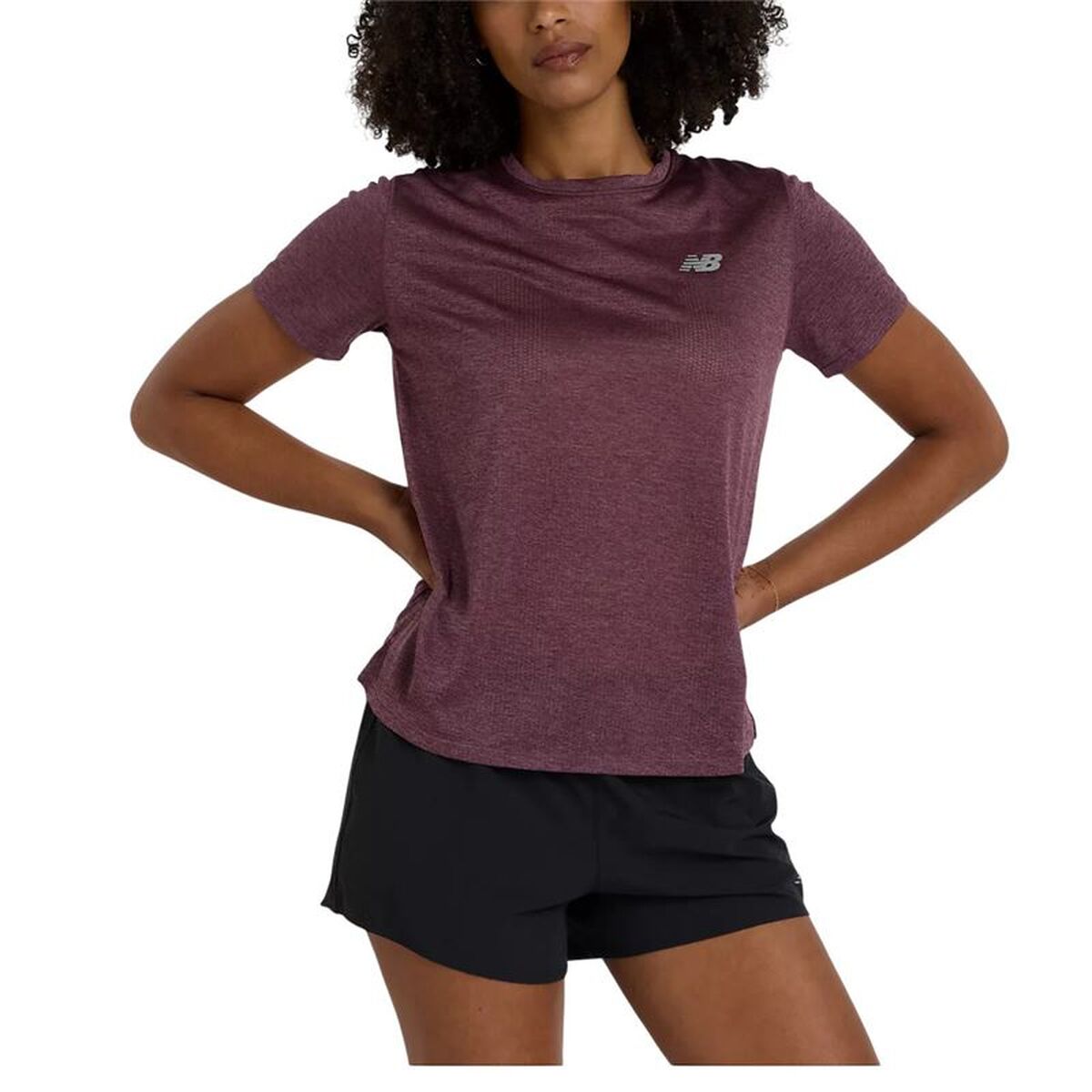 T-shirt med kortärm Dam New Balance Plommon