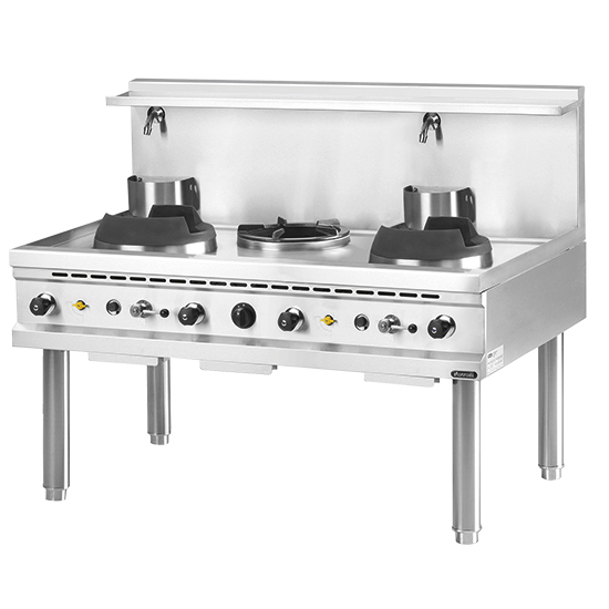 Gas wok spis, 2 brännare, 1 Sopp- brännare