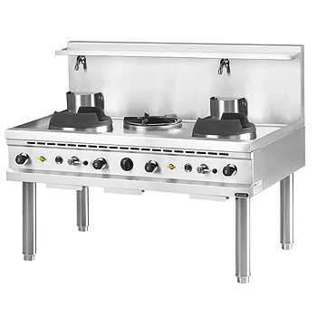 Gas wok spis, 2 brännare, 1 Sopp- brännare