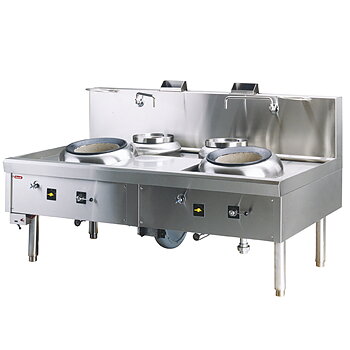 Högpresterande gas wok spis, 2 kokplattor, 2 soppa brännare