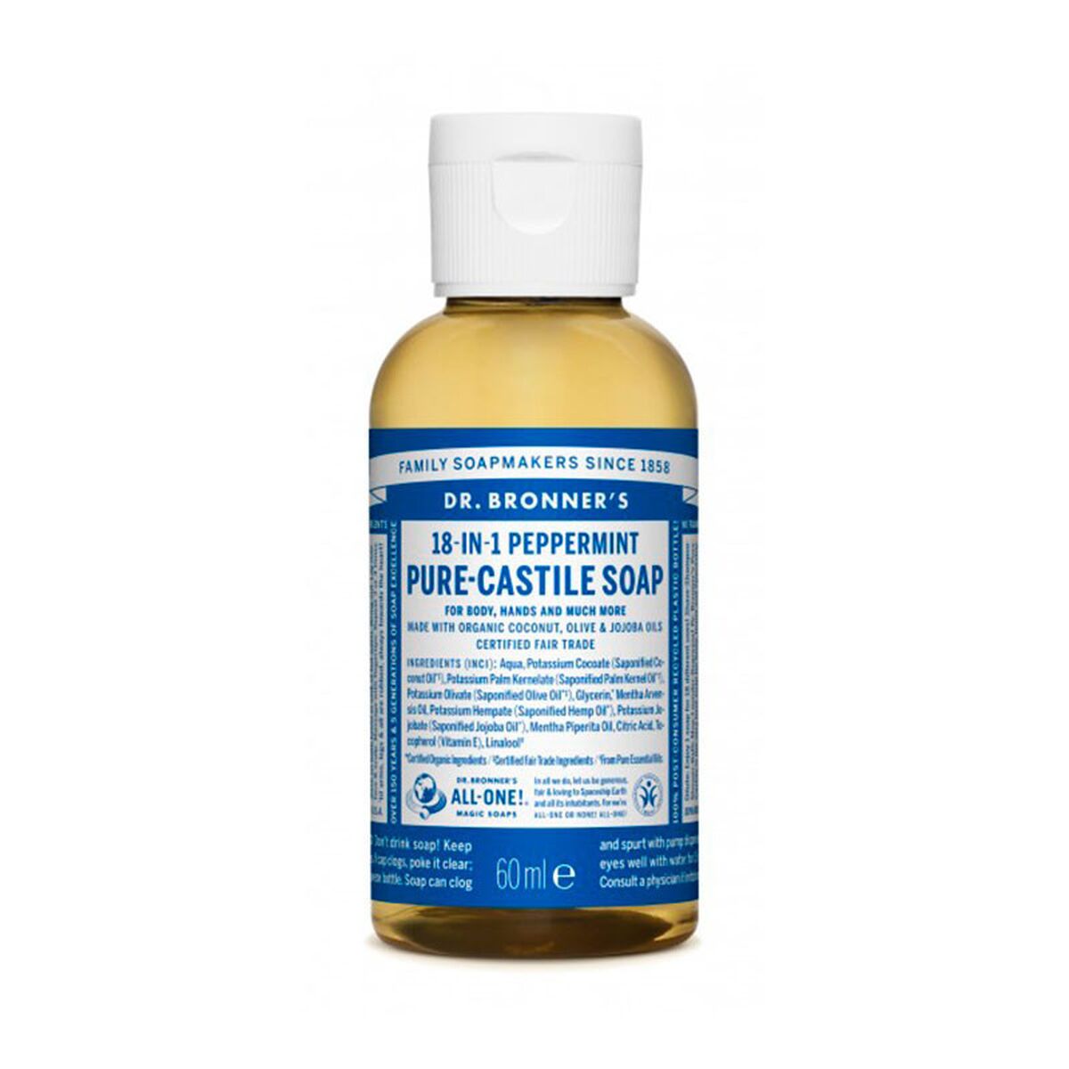 Flytande tvål Dr Bronner's 18 in 1 Peppermint 60 ml