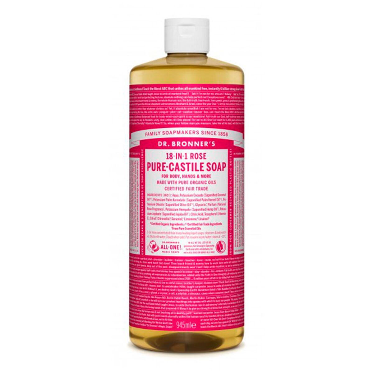 Flytande tvål Dr Bronner's 945 ml Rosor