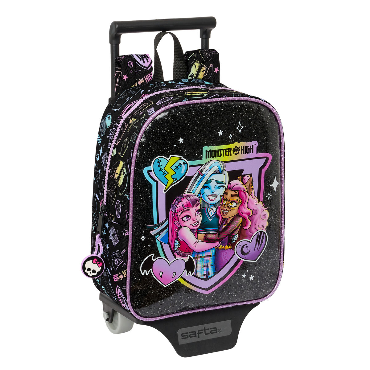 Skolväska med hjul Monster High Svart 22 x 27 x 10 cm