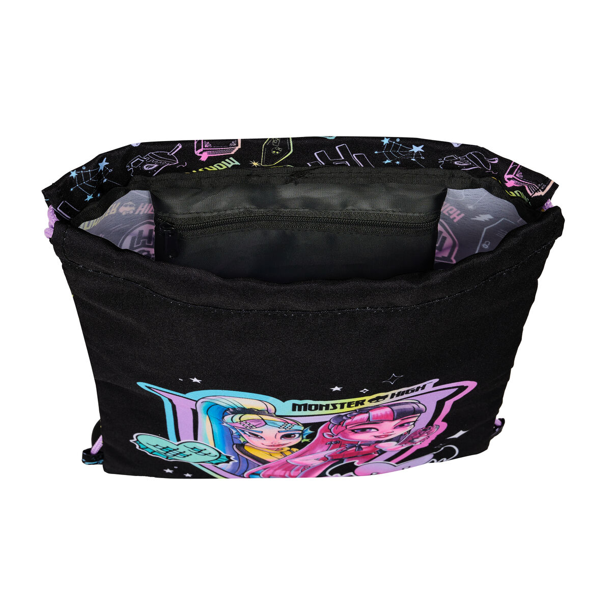 Skopåse med remmar Monster High Svart 26 x 34 x 1 cm - 3