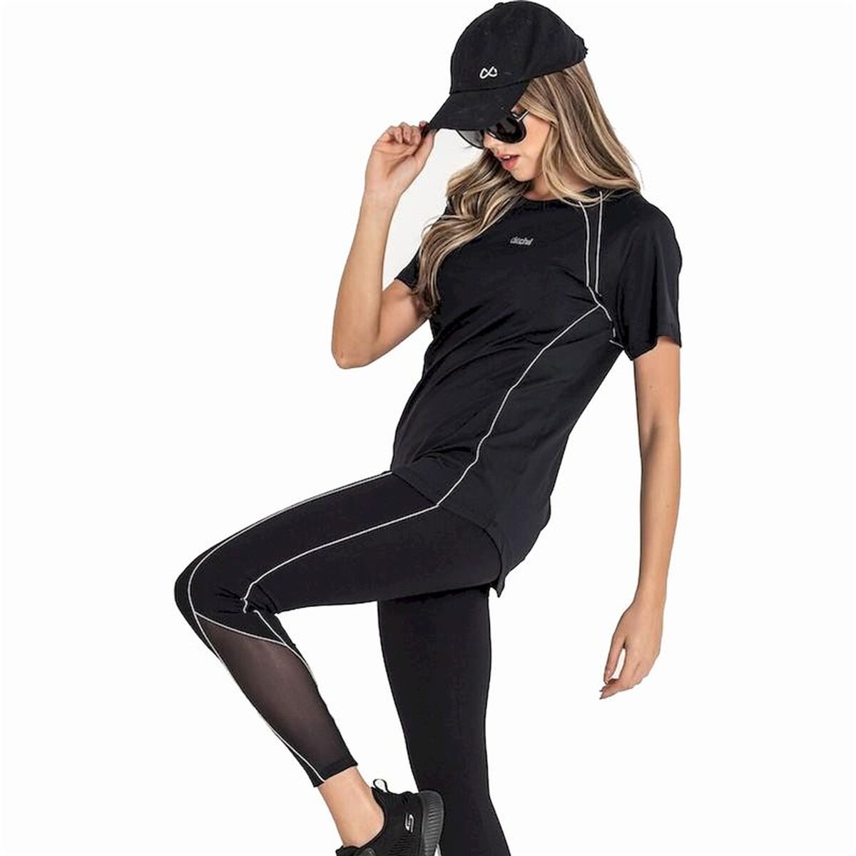 T-shirt med kortärm Dam Ditchil Avis Svart Fitness