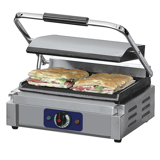 Kontaktgrill med blanka gjutjärnsplattor, 340x220 mm