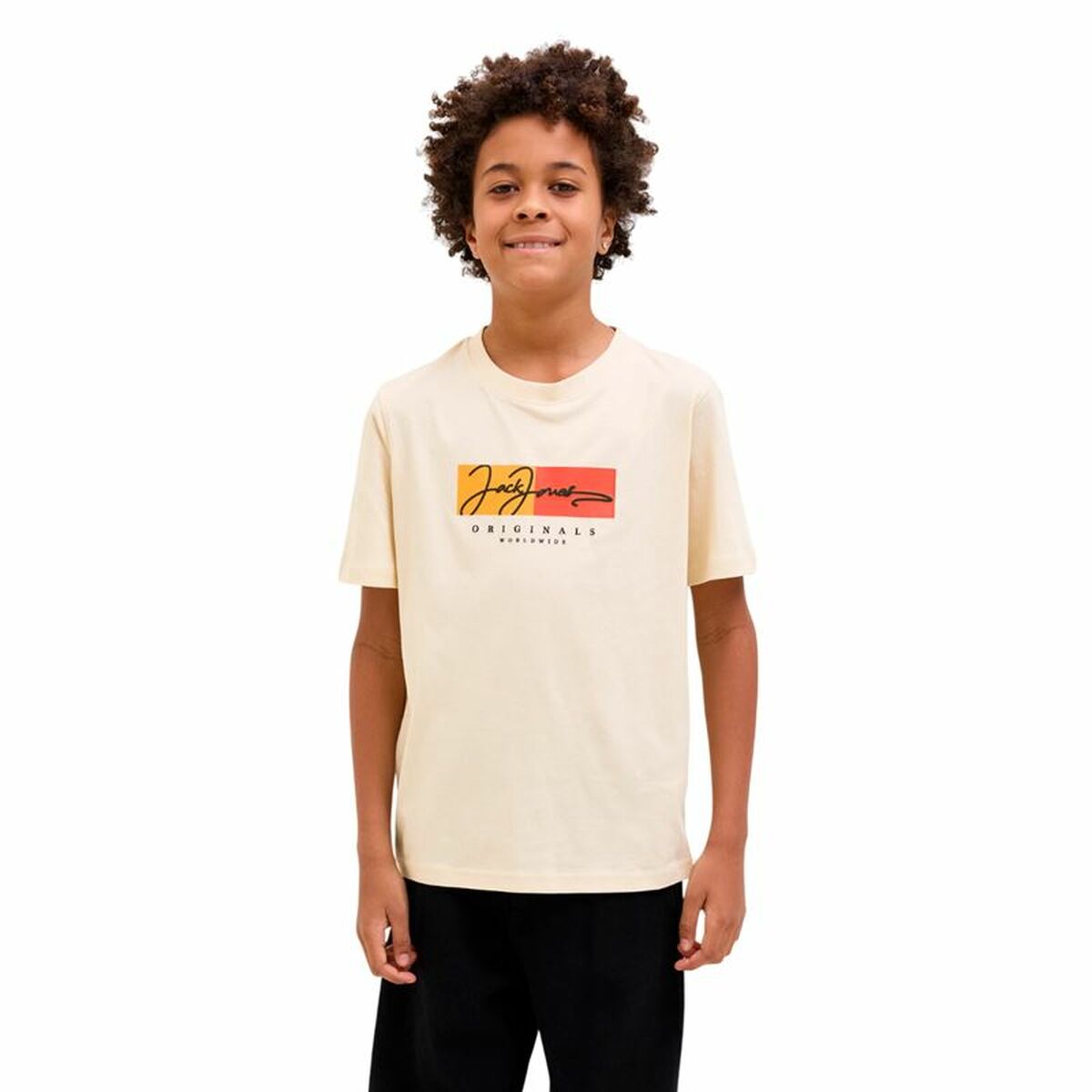 Barn T-shirt med kortärm Jack & Jones Jorfrederiksberg Beige - 2
