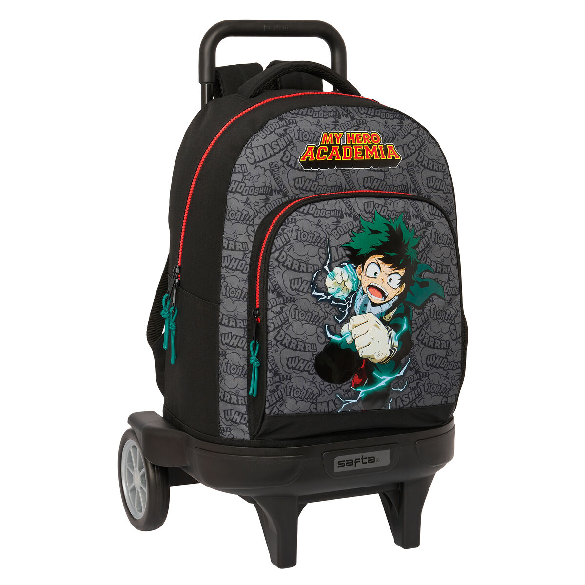 Skolväska med hjul My Hero Academia Svart 33 x 45 x 22 cm