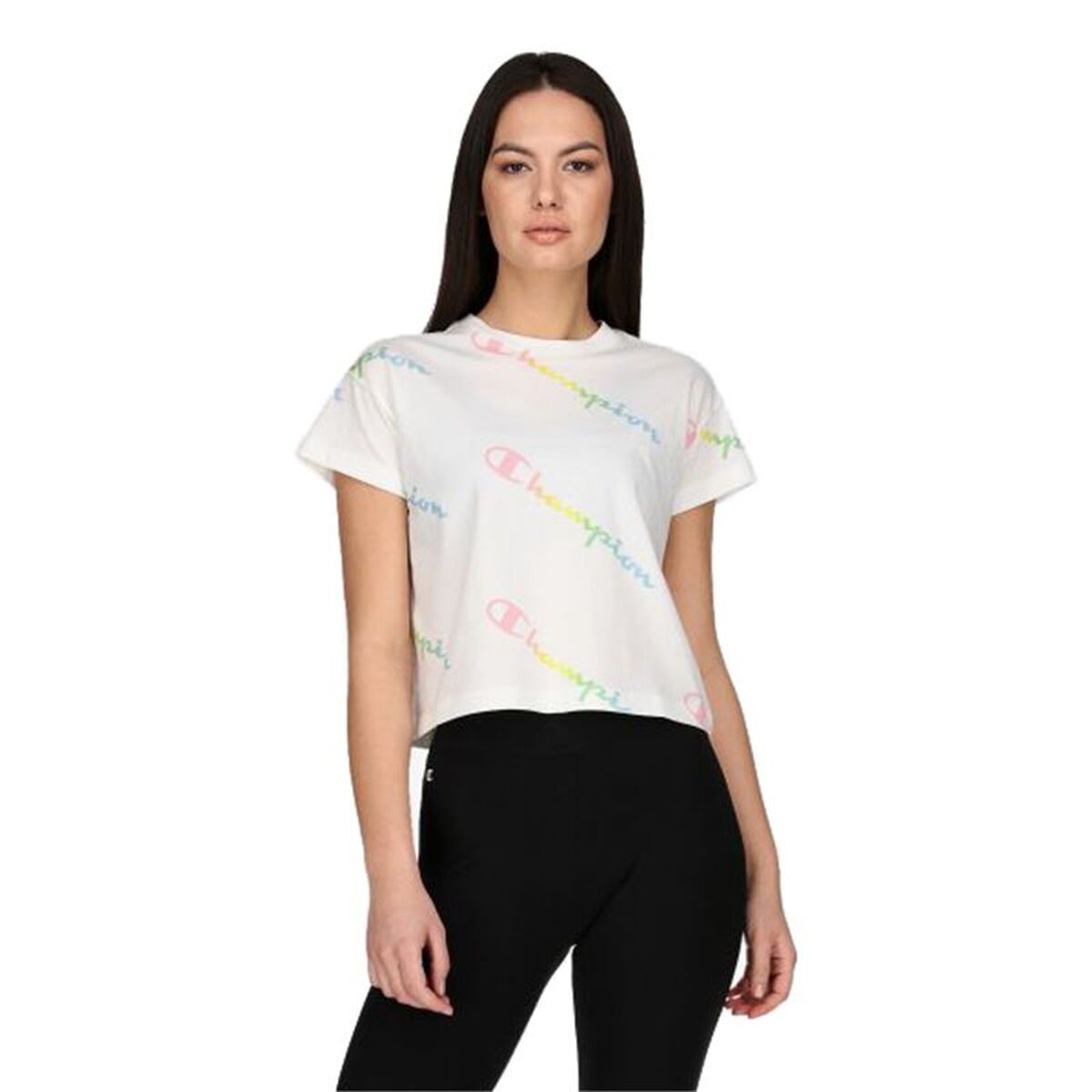 T-shirt med kortärm Dam Champion 114092-WL001 Vit (L) - 2