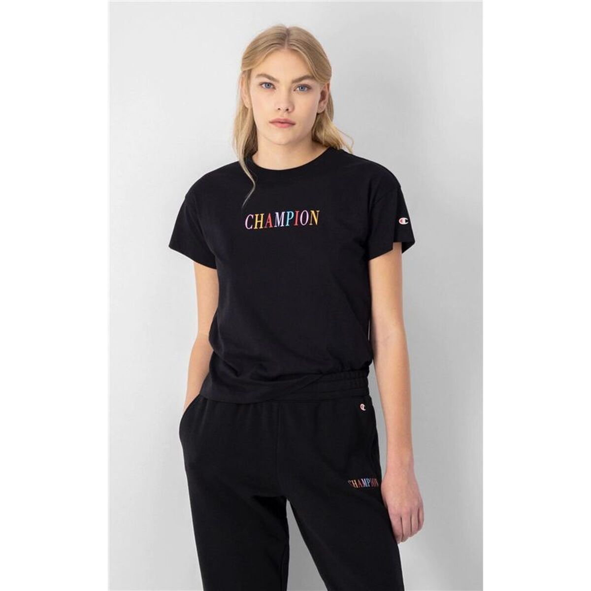 T-shirt med kortärm Dam Champion 116524-KK001 Svart (S) - 2