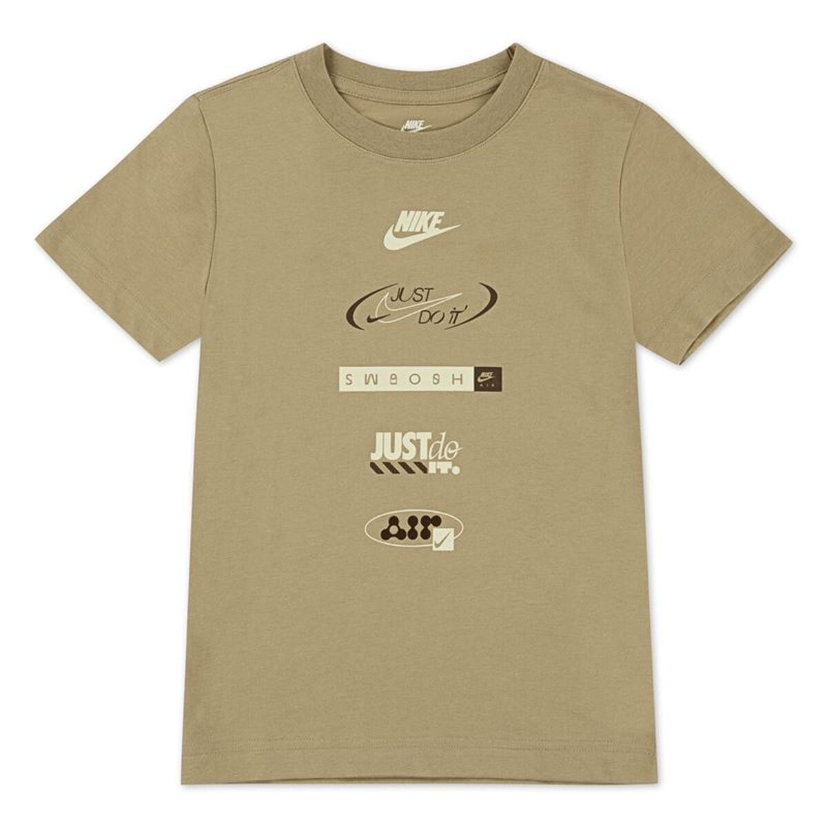 Barn T-shirt med kortärm Nike Brandmark Stack Beige