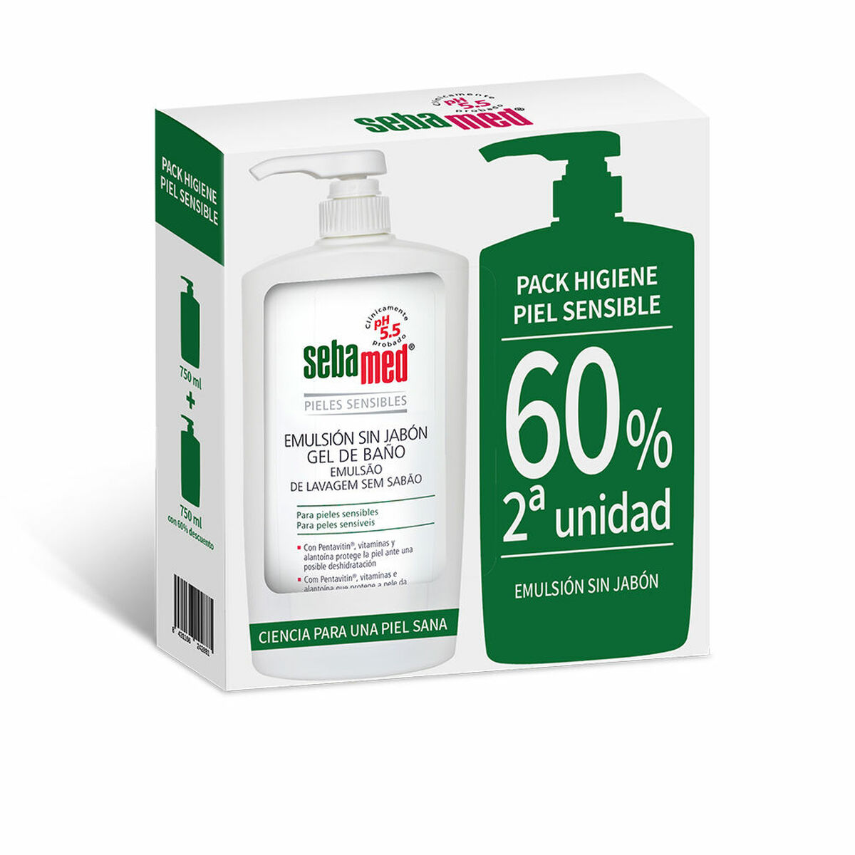 Duschgel utan tvål Sebamed Emulsión Sin Jabón 750 ml Känslig hud 2 antal